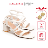 Giày Sandal Nữ Cao Gót 3cm_5cm_7cm Hanatabi Quai Chéo Mũi Vuông Hậu Thun Đế TA Bigsize (35-41) Mã HNSDT5F776