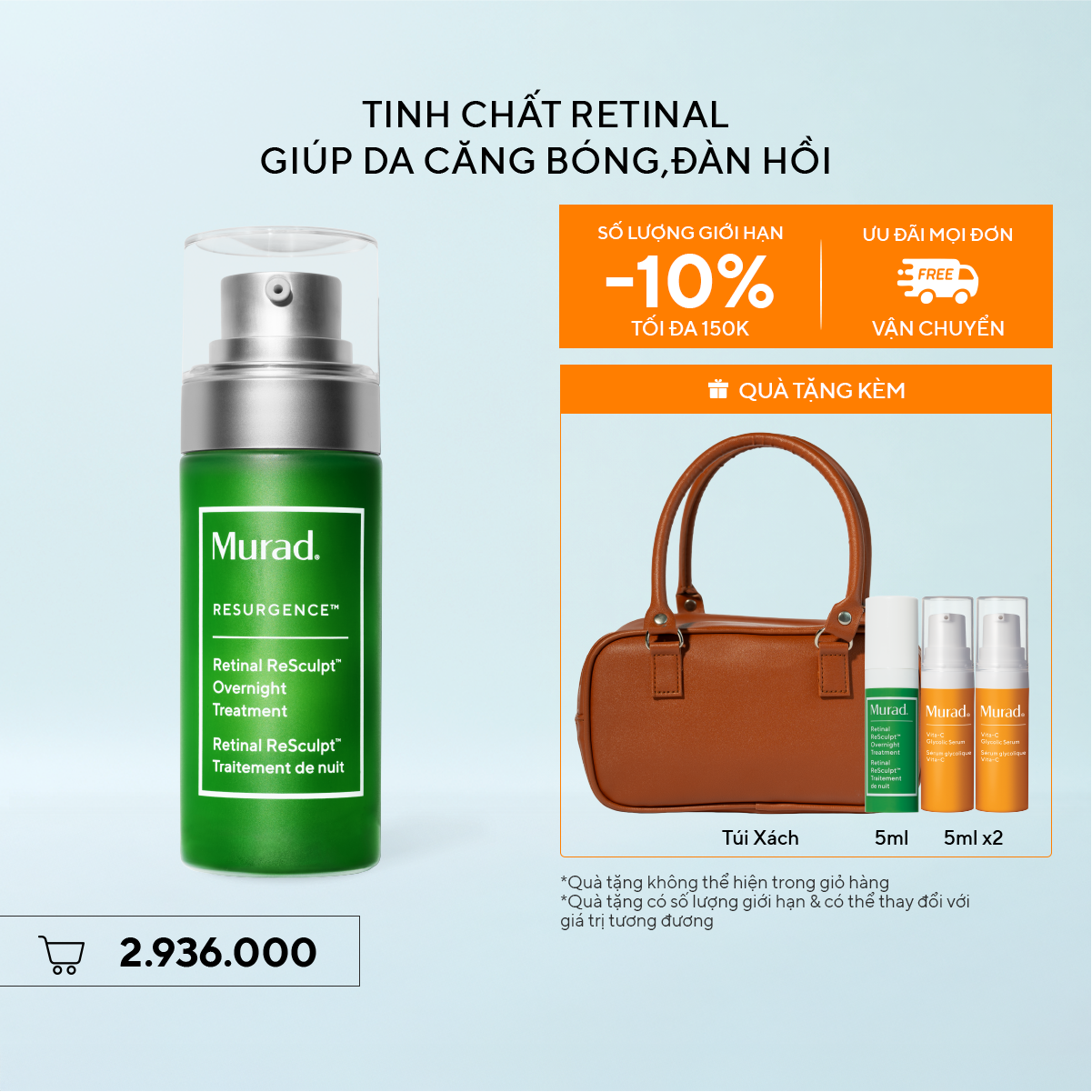 RESURGENCE - Tinh chất Retinal giúp cải thiện độ đàn hồi cho da Murad Retinal ReSculpt Overnight Treatment 30ml