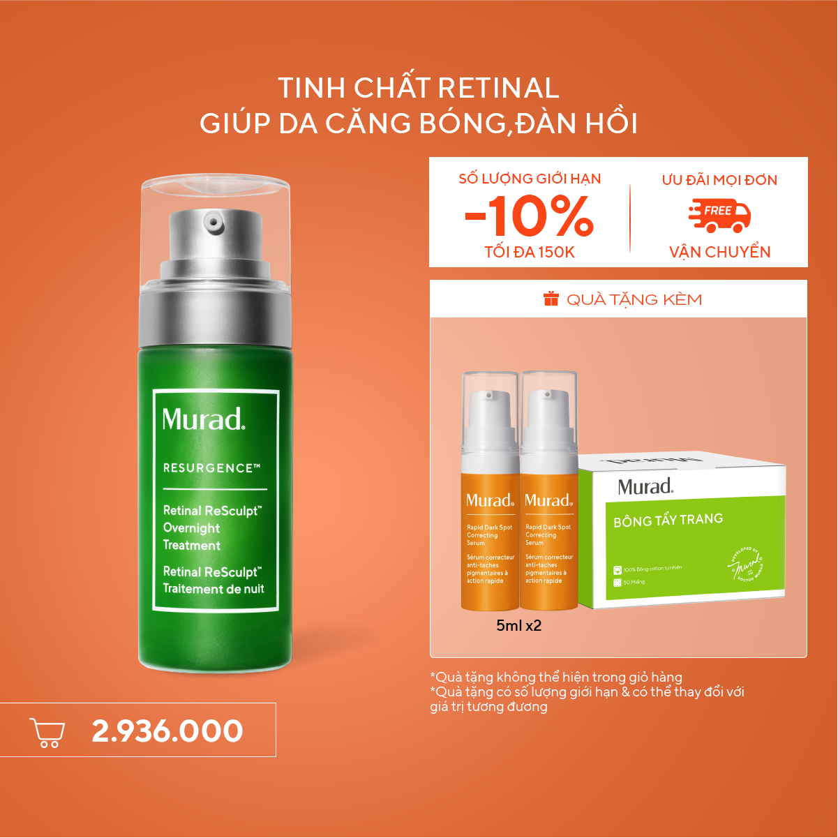 RESURGENCE - Tinh chất Retinal giúp cải thiện độ đàn hồi cho da Murad Retinal ReSculpt Overnight Treatment 30ml