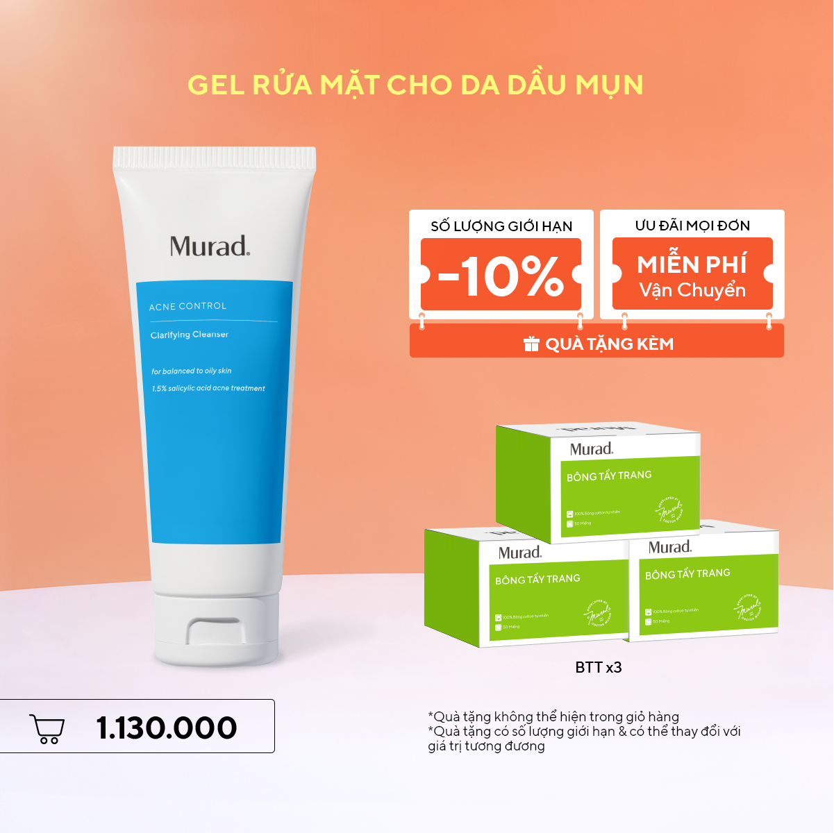 ACNE - Sữa Rửa Mặt Làm Sạch Ngừa Mụn - Murad Clarifying Cleanser 148ml