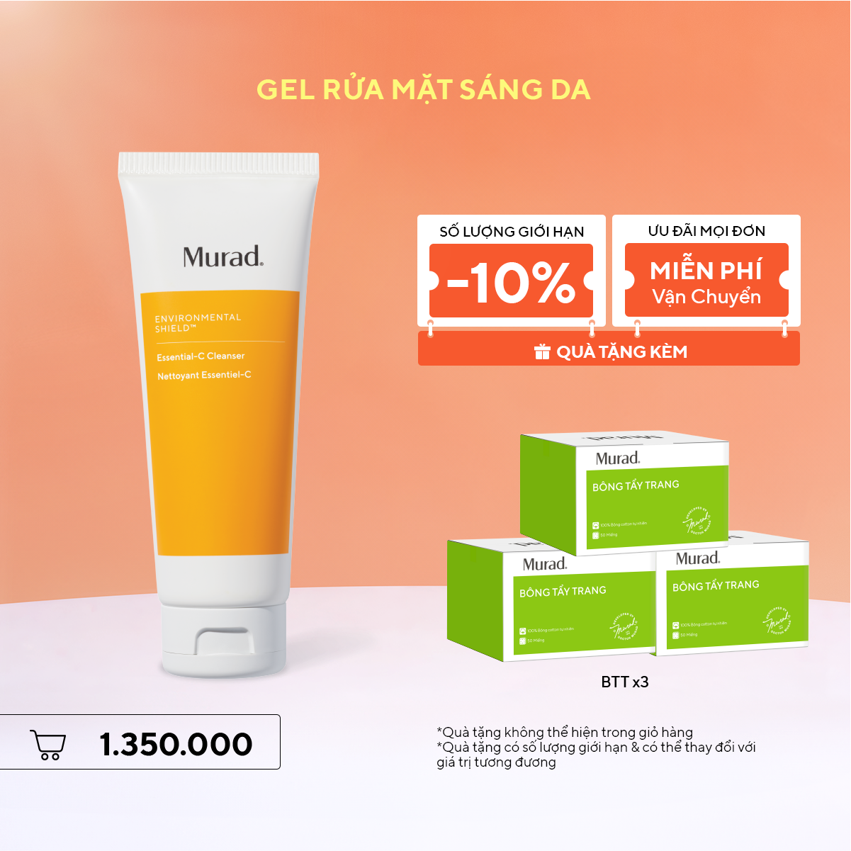 E-SHIELD - Gel rửa mặt sáng da Murad Essential-C Cleanser 148ml