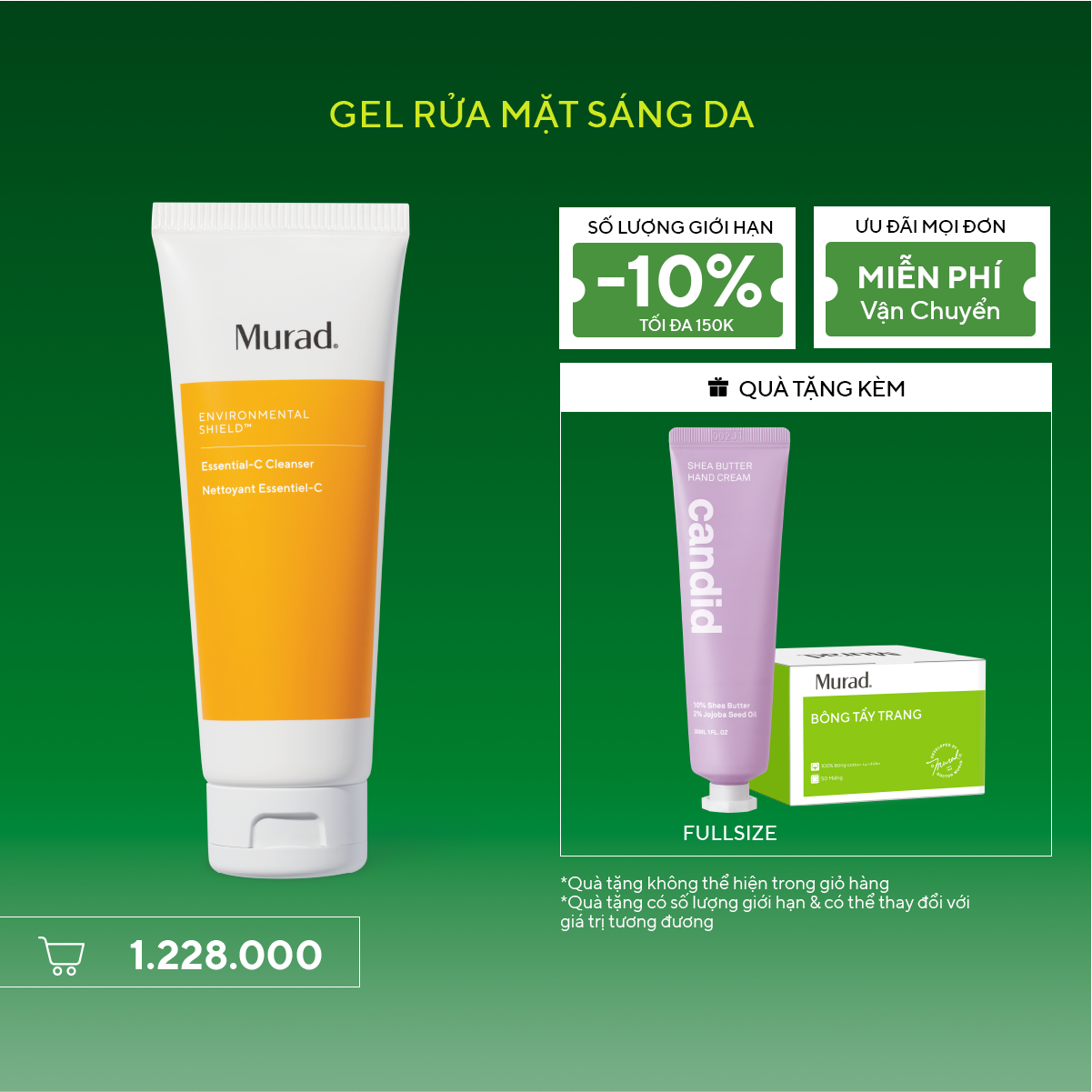E-SHIELD - Gel rửa mặt sáng da Murad Essential-C Cleanser 148ml