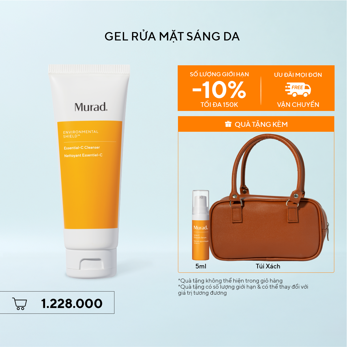 E-SHIELD - Gel rửa mặt sáng da Murad Essential-C Cleanser 148ml