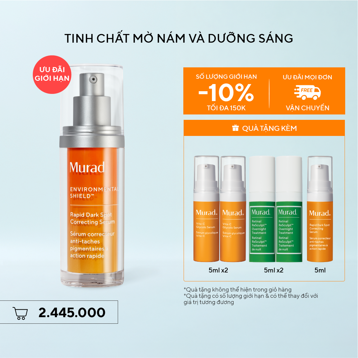 E-SHIELD - Tinh chất làm mờ vết nám và giảm sự hình thành đốm nâu Murad Rapid Dark Spot Correcting Serum 30ml
