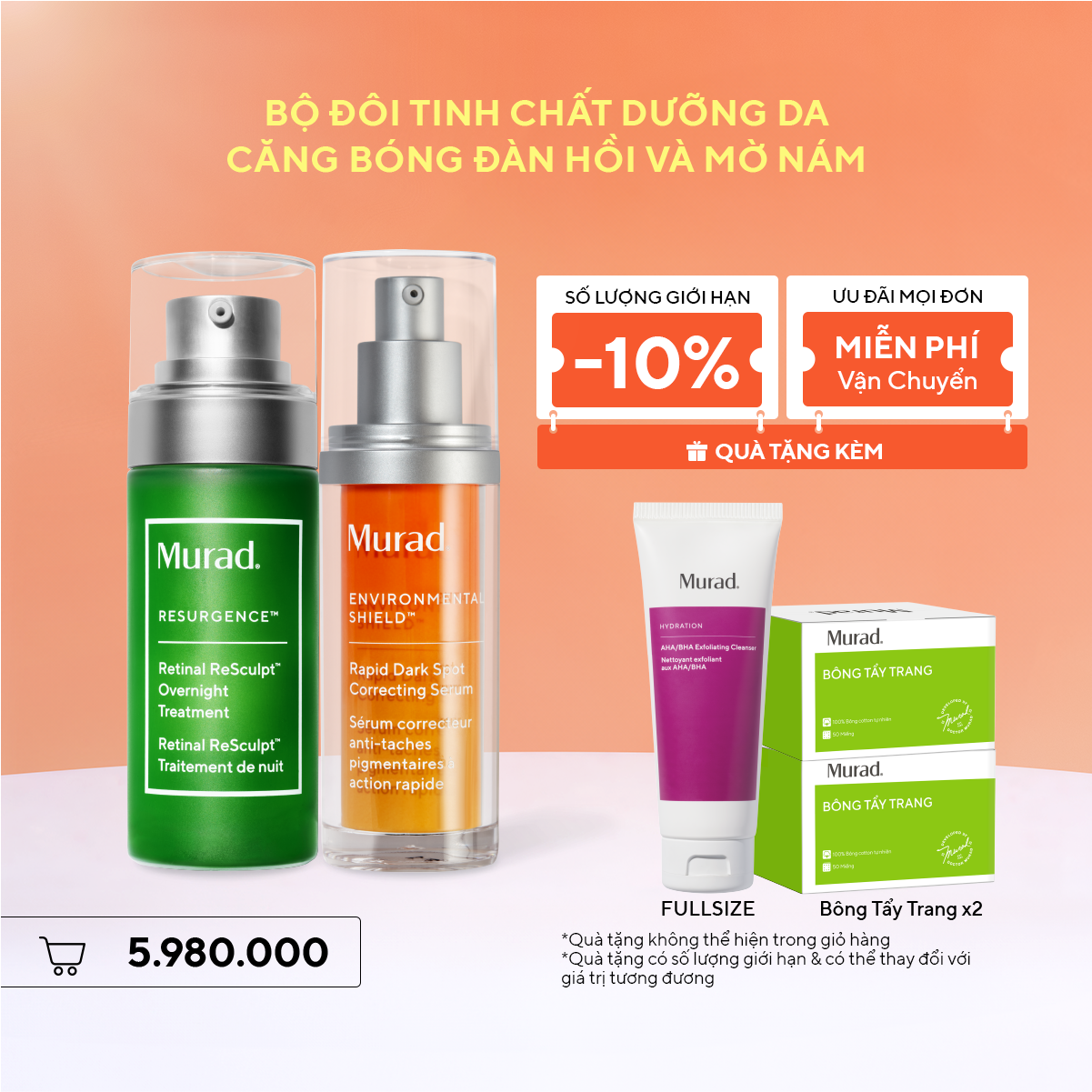 Bộ Đôi Tinh Chất Dưỡng Da Căng Bóng, Đàn Hồi Và Mờ Nám - Retinal Serum + Dark Spot Serum