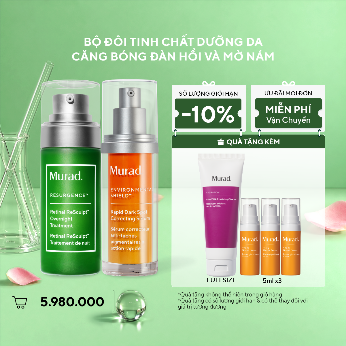 Bộ Đôi Tinh Chất Dưỡng Da Căng Bóng, Đàn Hồi Và Mờ Nám - Retinal Serum + Dark Spot Serum