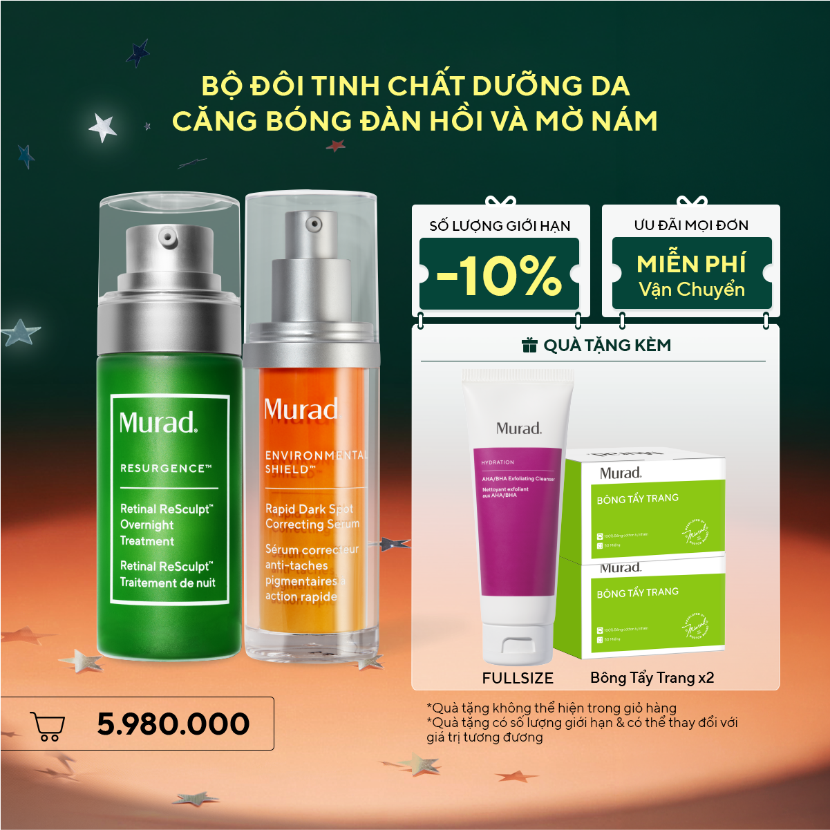 Bộ Đôi Tinh Chất Dưỡng Da Căng Bóng, Đàn Hồi Và Mờ Nám - Retinal Serum + Dark Spot Serum