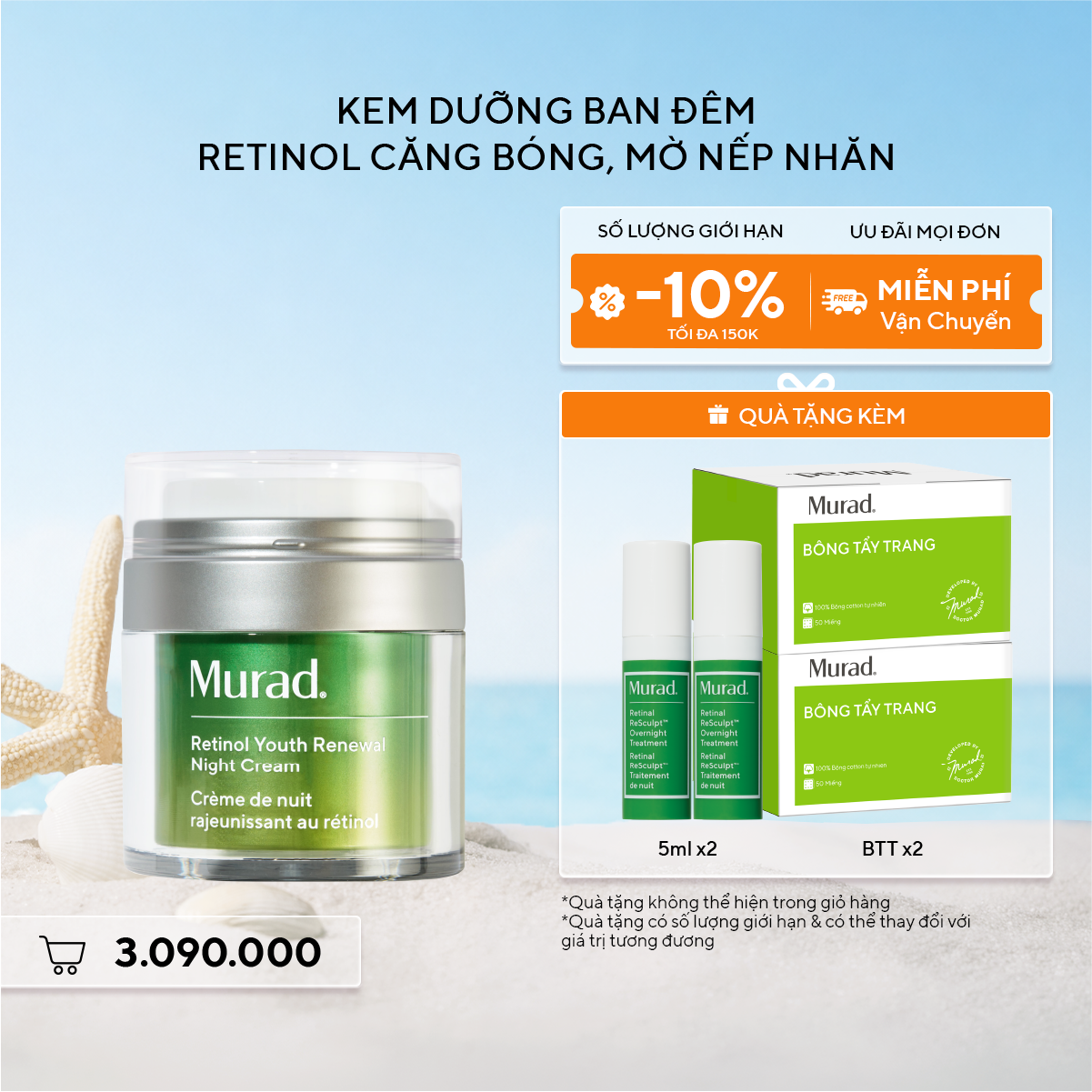 RESURGENCE - Kem dưỡng ẩm Retinol giúp da mịn màng và làm mờ nếp nhăn Murad Retinol Youth Renewal Cream 50ml