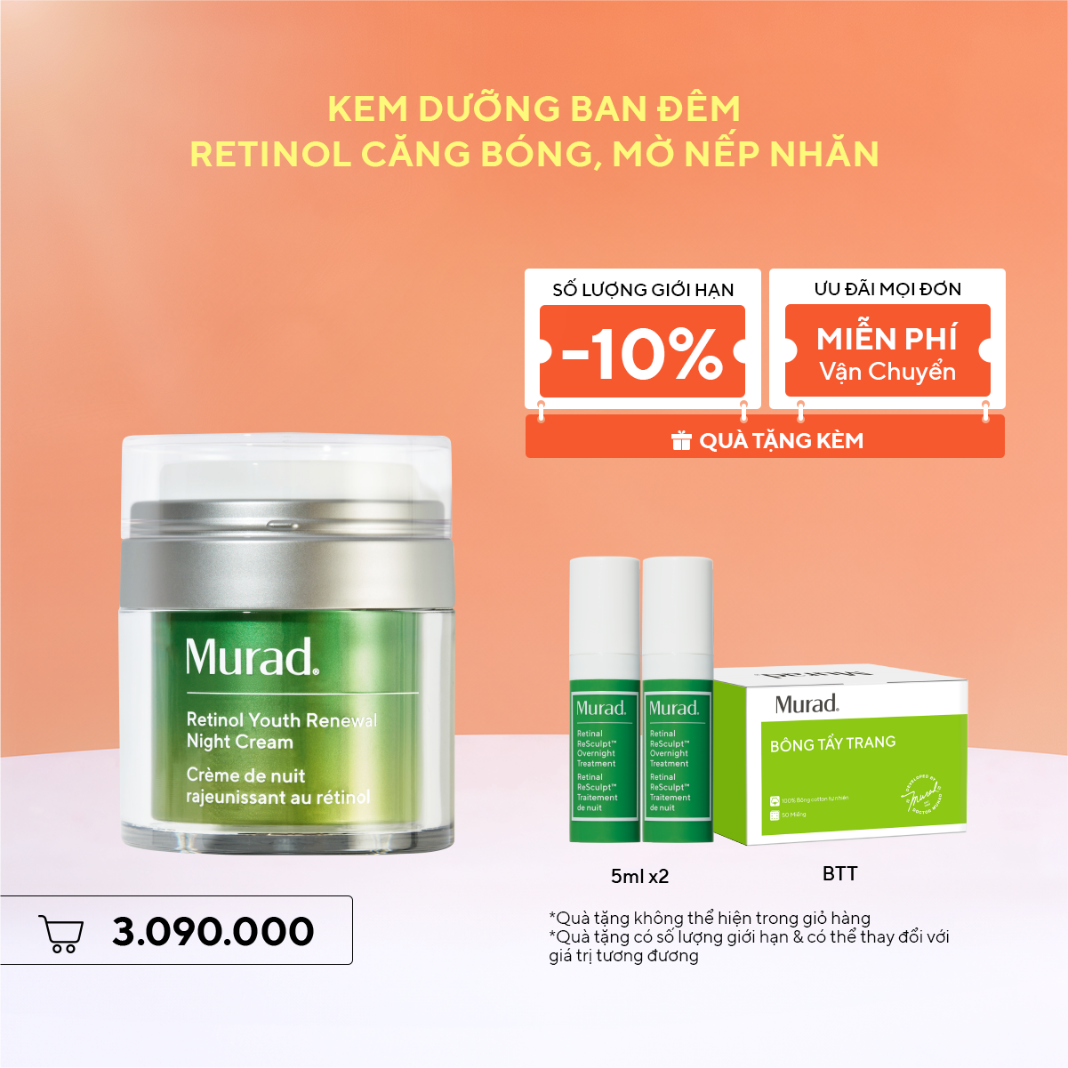 RESURGENCE - Kem dưỡng ẩm Retinol giúp da mịn màng và làm mờ nếp nhăn Murad Retinol Youth Renewal Cream 50ml