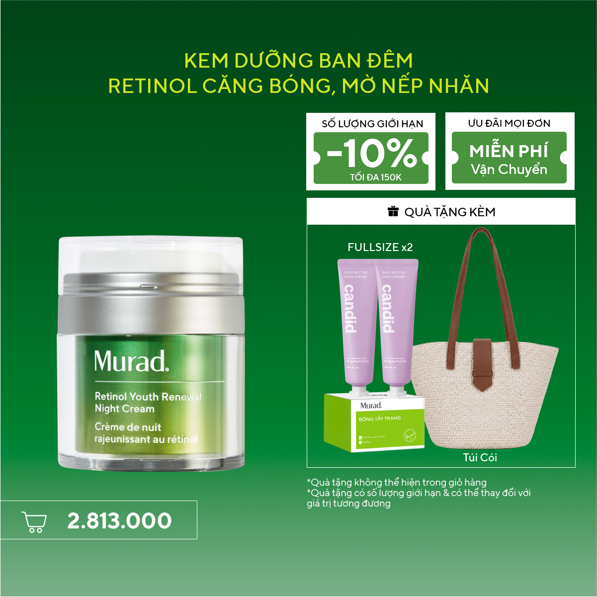 RESURGENCE - Kem dưỡng ẩm Retinol giúp da mịn màng và làm mờ nếp nhăn Murad Retinol Youth Renewal Cream 50ml
