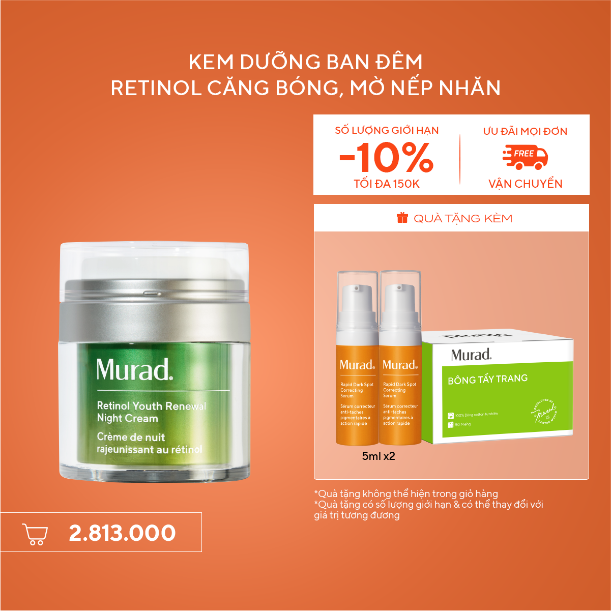 RESURGENCE - Kem dưỡng ẩm Retinol giúp da mịn màng và làm mờ nếp nhăn Murad Retinol Youth Renewal Cream 50ml