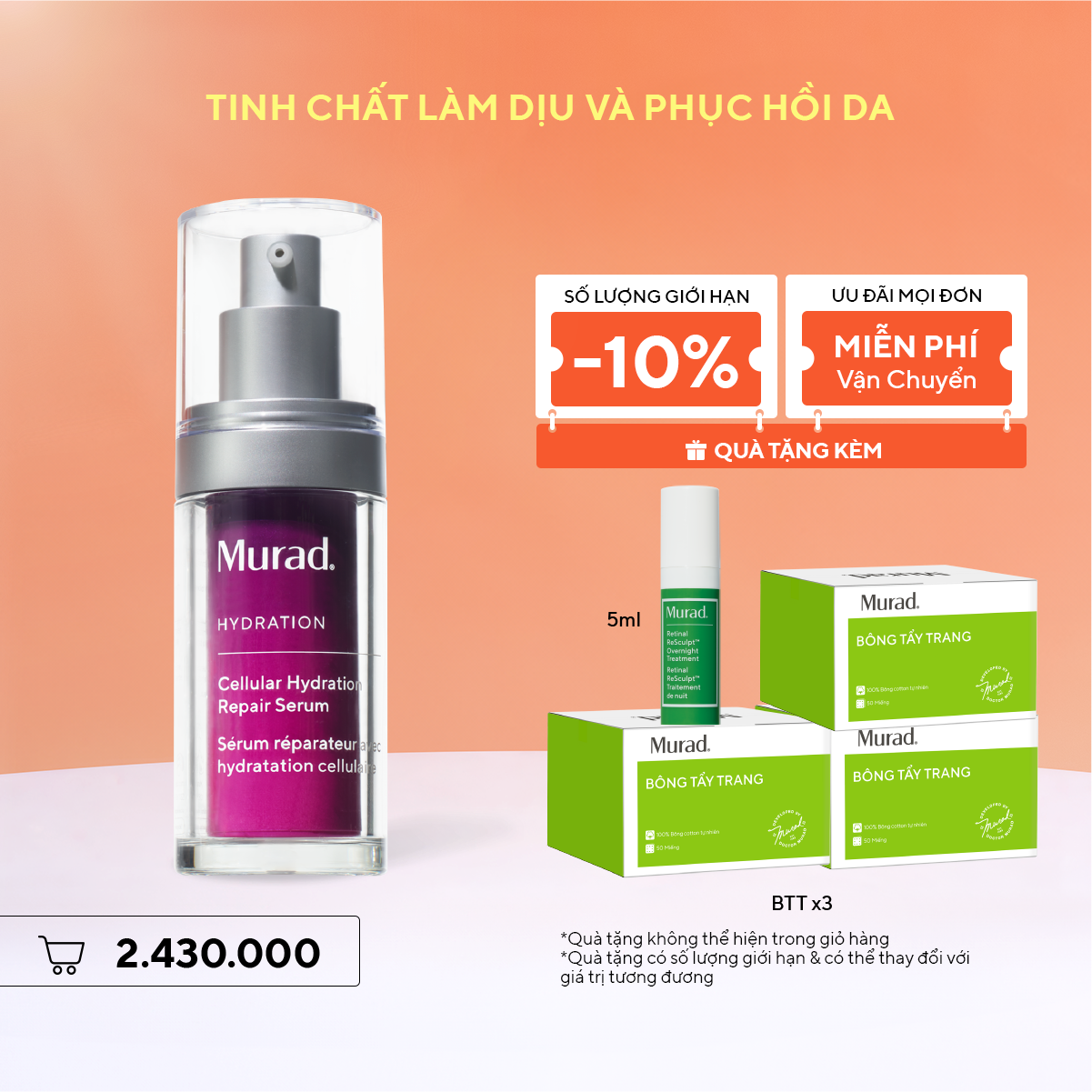 HYDRATION - Dưỡng chất giúp làm dịu da khô và nuôi dưỡng hàng rào bảo vệ da Murad Cellular Hydration Repair Serum 30ml