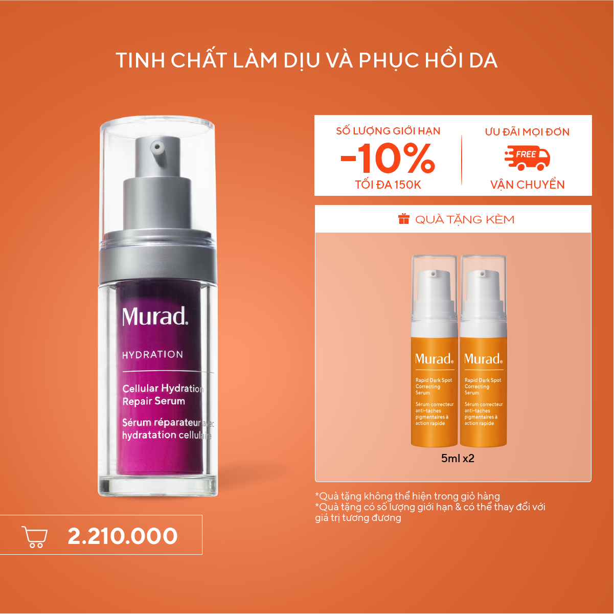 HYDRATION - Dưỡng chất giúp làm dịu da khô và nuôi dưỡng hàng rào bảo vệ da Murad Cellular Hydration Repair Serum 30ml