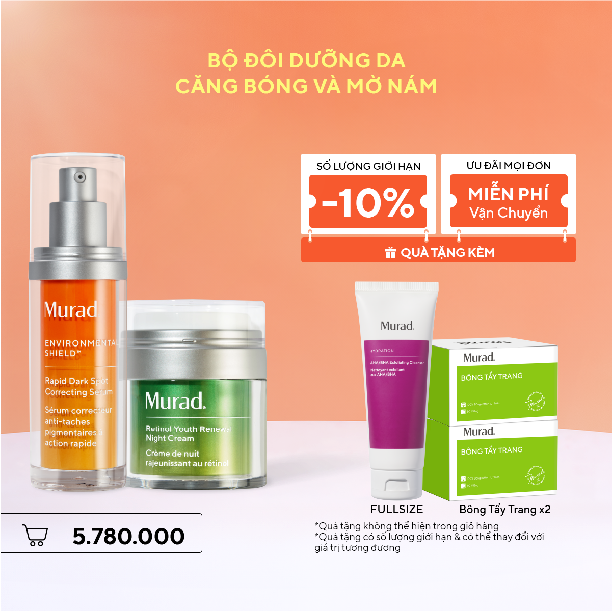 Bộ Đôi Dưỡng Da Căng Bóng Và Mờ Nám - Retinol Night Cream 50ml + Rapid Dark Spot 30ml