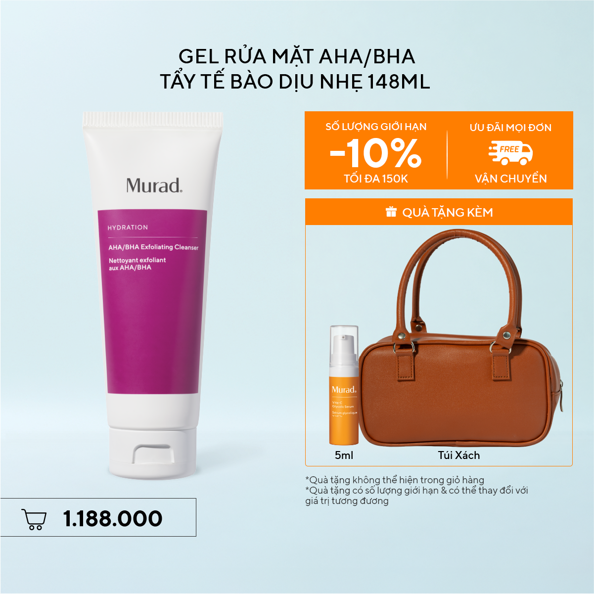 HYDRATION - Sữa Rửa Mặt Làm Sạch AHA/BHA - Murad AHA/BHA Exfoliating Cleanser 148ml