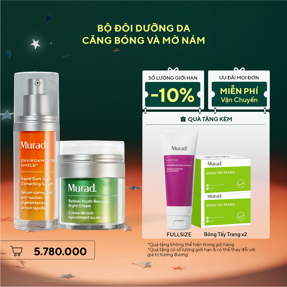 Bộ Đôi Dưỡng Da Căng Bóng Và Mờ Nám - Retinol Night Cream 50ml + Rapid Dark Spot 30ml