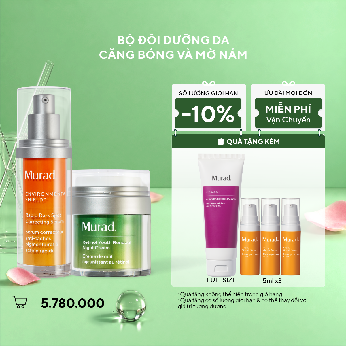 Bộ Đôi Dưỡng Da Căng Bóng Và Mờ Nám - Retinol Night Cream 50ml + Rapid Dark Spot 30ml