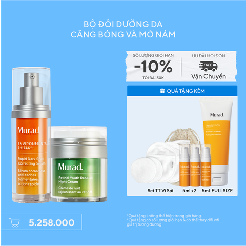 Bộ Đôi Dưỡng Da Căng Bóng Và Mờ Nám - Retinol Night Cream 50ml + Rapid Dark Spot 30ml