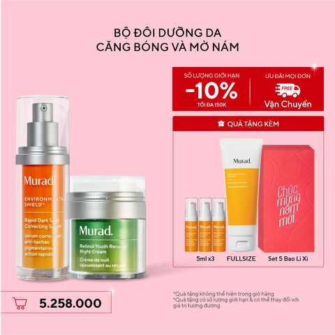 Bộ Đôi Dưỡng Da Căng Bóng Và Mờ Nám - Retinol Night Cream 50ml + Rapid Dark Spot 30ml