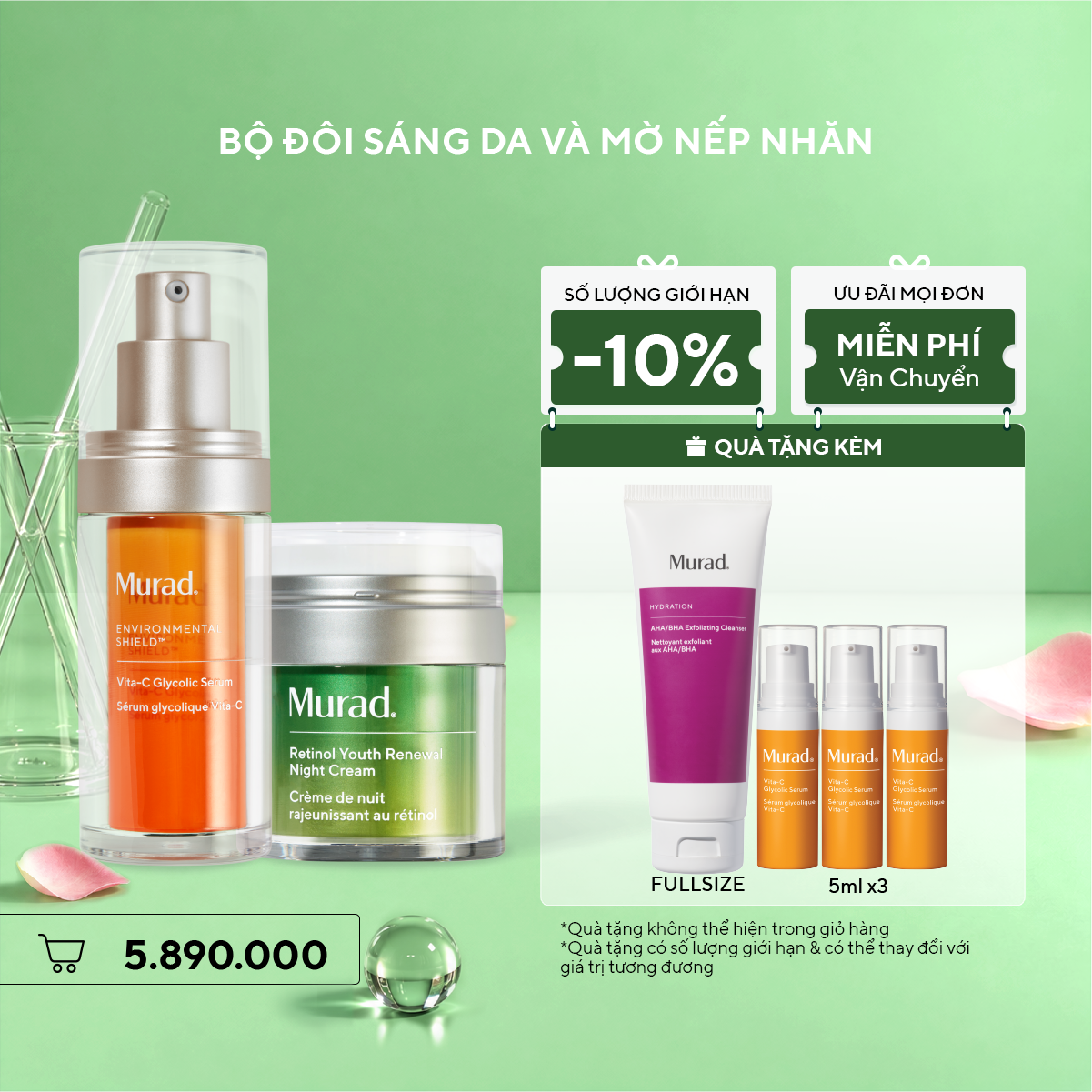 Bộ Đôi Sáng Da Và Mờ Nếp Nhăn - Retinol Night Cream + Serum Vita-C Glycolic