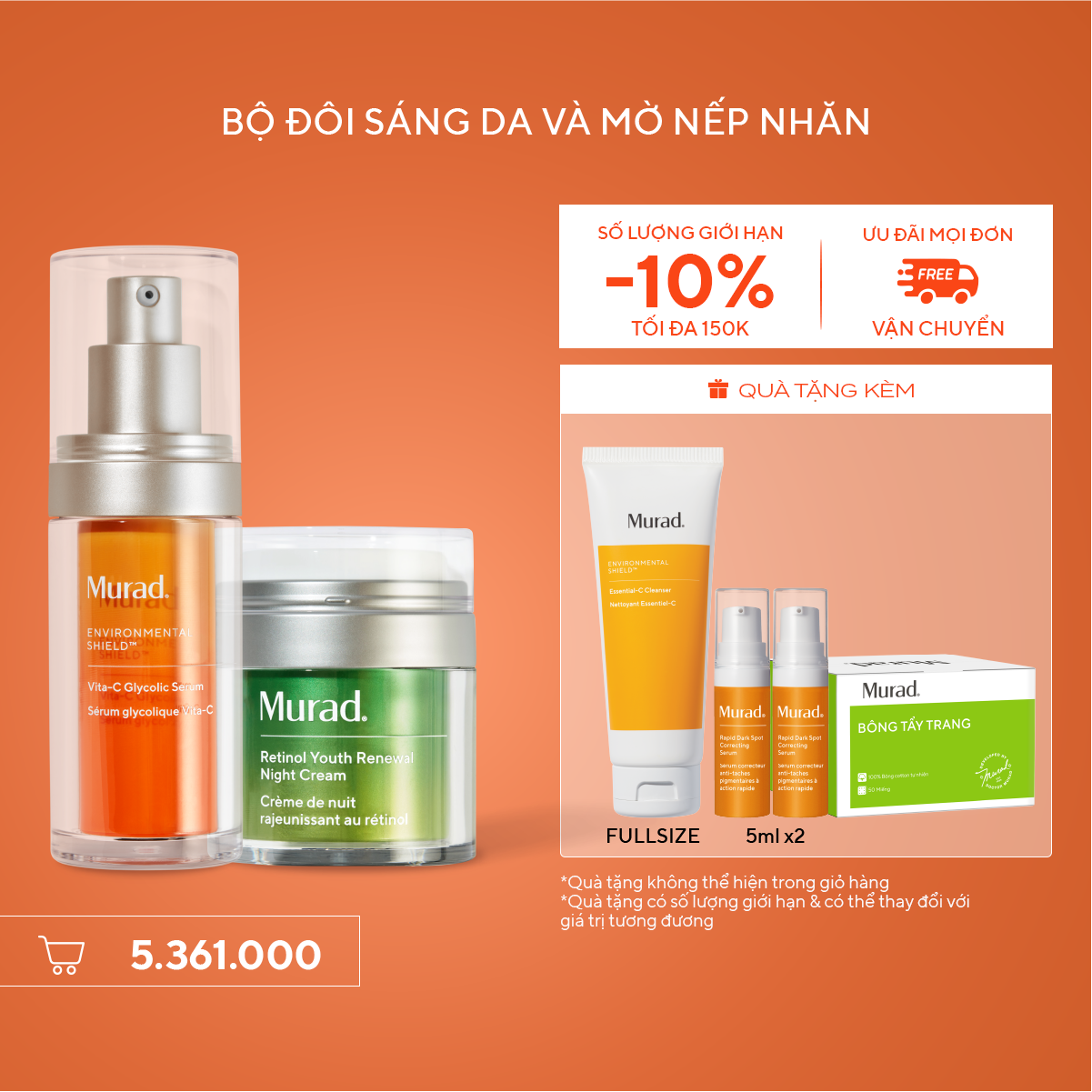 Bộ Đôi Sáng Da Và Mờ Nếp Nhăn - Retinol Night Cream + Serum Vita-C Glycolic