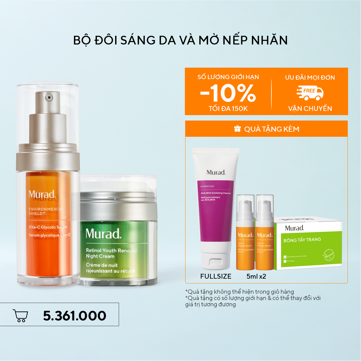 Bộ Đôi Sáng Da Và Mờ Nếp Nhăn - Retinol Night Cream + Serum Vita-C Glycolic