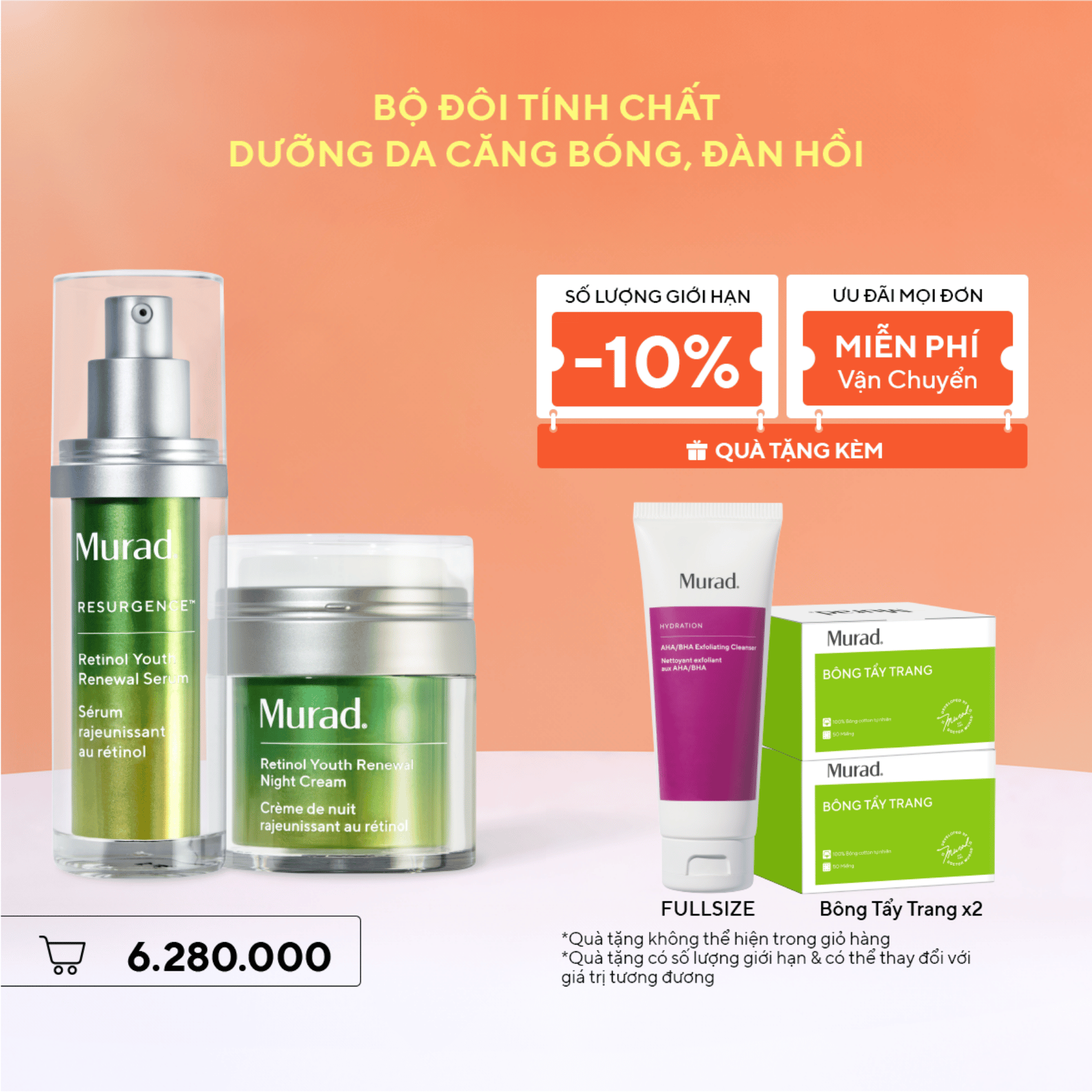 Bộ đôi tinh chất dưỡng da căng bóng, đàn hồi - Resurgence Retinol Serum + Retinol Night Cream