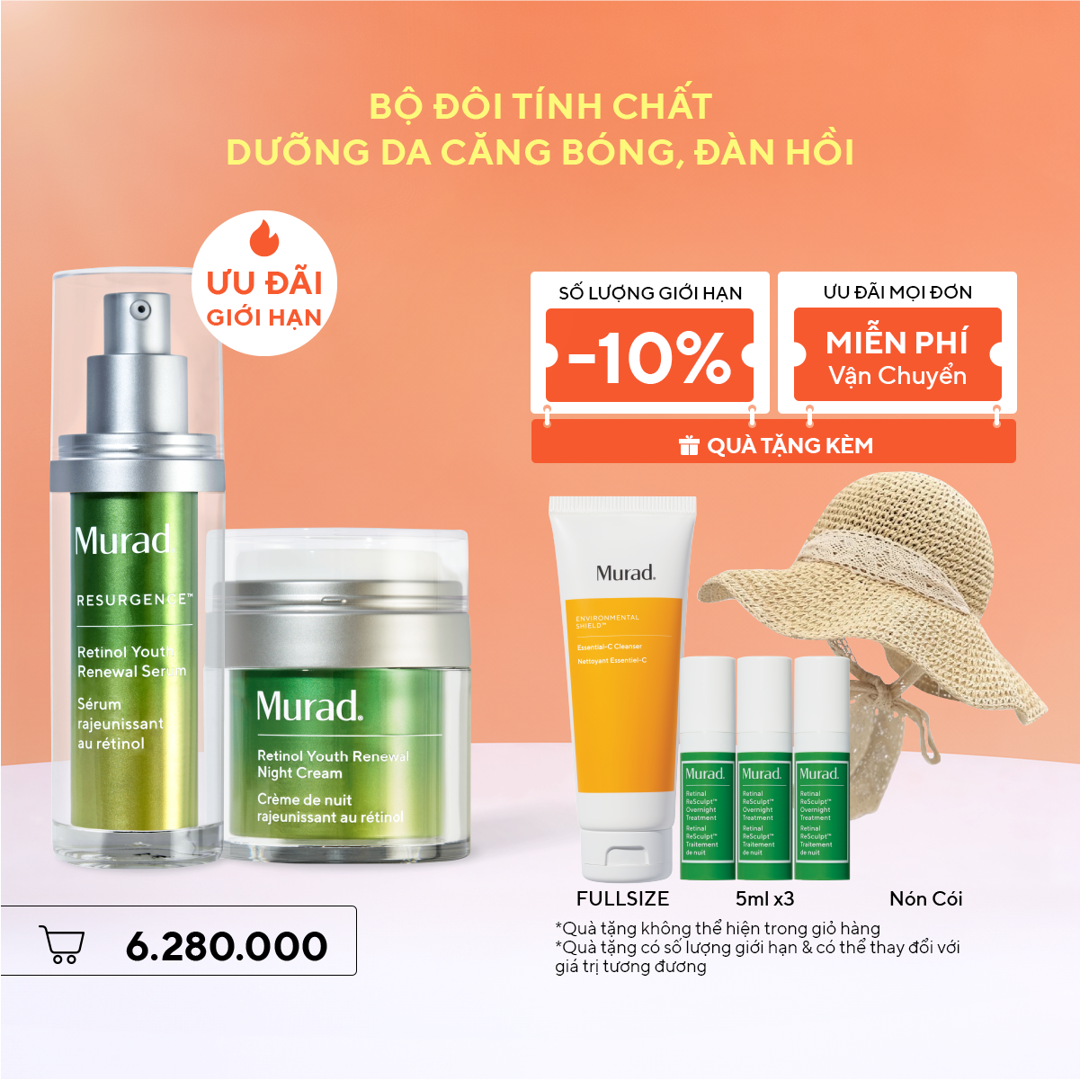 [DEAL SỐC] Bộ đôi tinh chất dưỡng da căng bóng, đàn hồi - Resurgence Retinol Serum + Retinol Night Cream