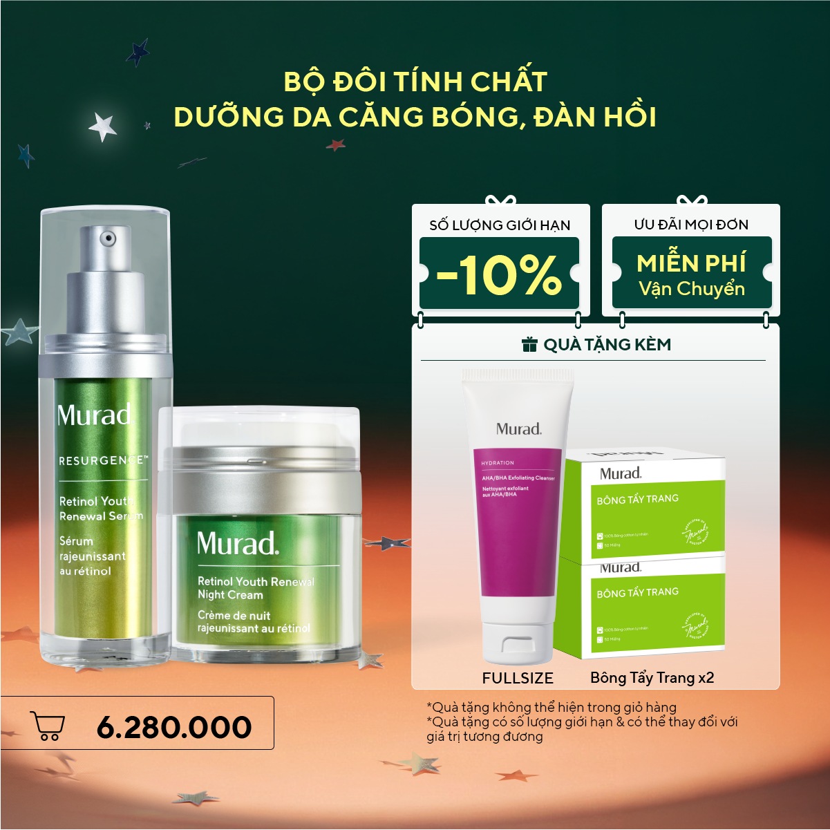 Bộ đôi tinh chất dưỡng da căng bóng, đàn hồi - Resurgence Retinol Serum + Retinol Night Cream