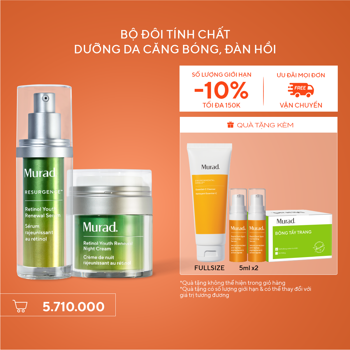Bộ đôi tinh chất dưỡng da căng bóng, đàn hồi - Resurgence Retinol Serum + Retinol Night Cream