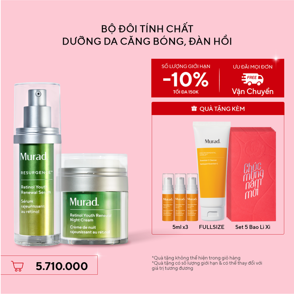 Bộ đôi tinh chất dưỡng da căng bóng, đàn hồi - Resurgence Retinol Serum + Retinol Night Cream