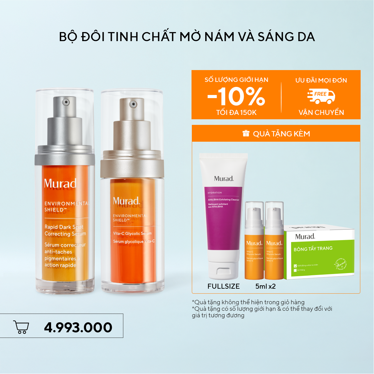Bộ đôi tinh chất mờ nám và sáng da - Vitamin C Glycolic + Dark Spot Serum