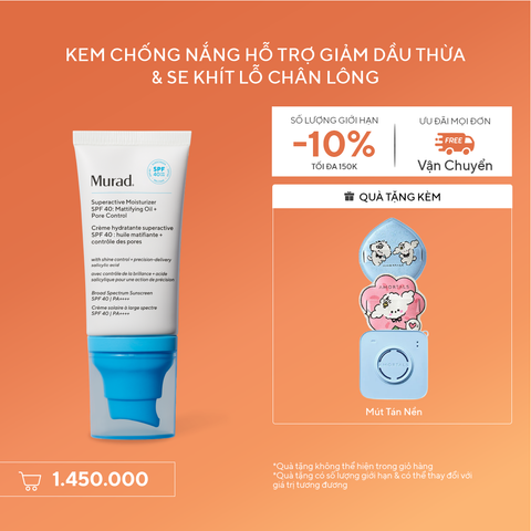 ACNE - KEM CHỐNG NẮNG HỖ TRỢ GIẢM DẦU THỪA & SE KHÍT LỖ CHÂN LÔNG - MURAD SUPERACTIVE MOISTURIZER SPF40 50ML