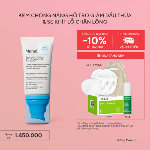 ACNE - KEM CHỐNG NẮNG HỖ TRỢ GIẢM DẦU THỪA & SE KHÍT LỖ CHÂN LÔNG - MURAD SUPERACTIVE MOISTURIZER SPF40 50ML