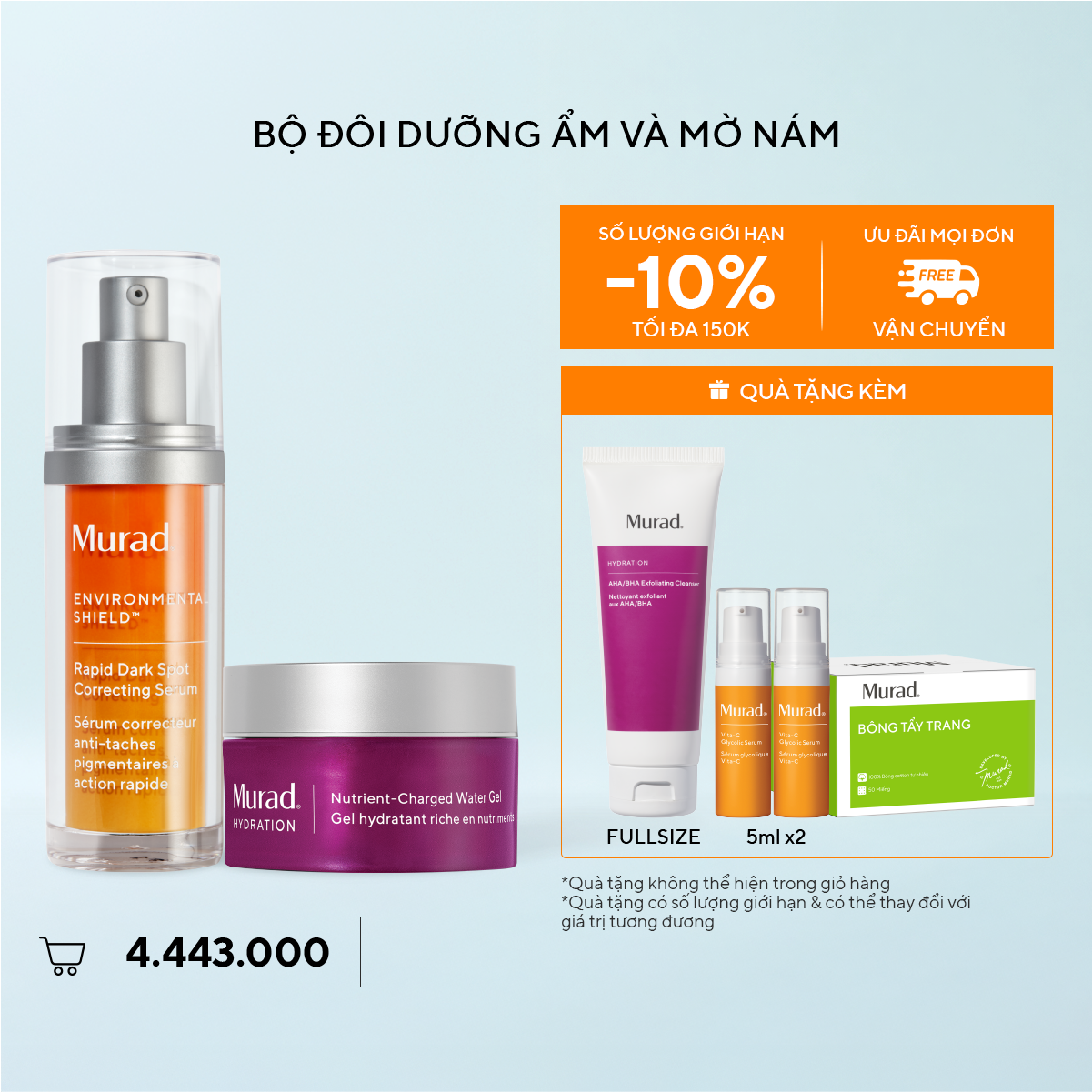 Bộ Đôi Dưỡng Ẩm Và Mờ Nám - Hydration Nutrient Water Gel + Dark Spot Serum
