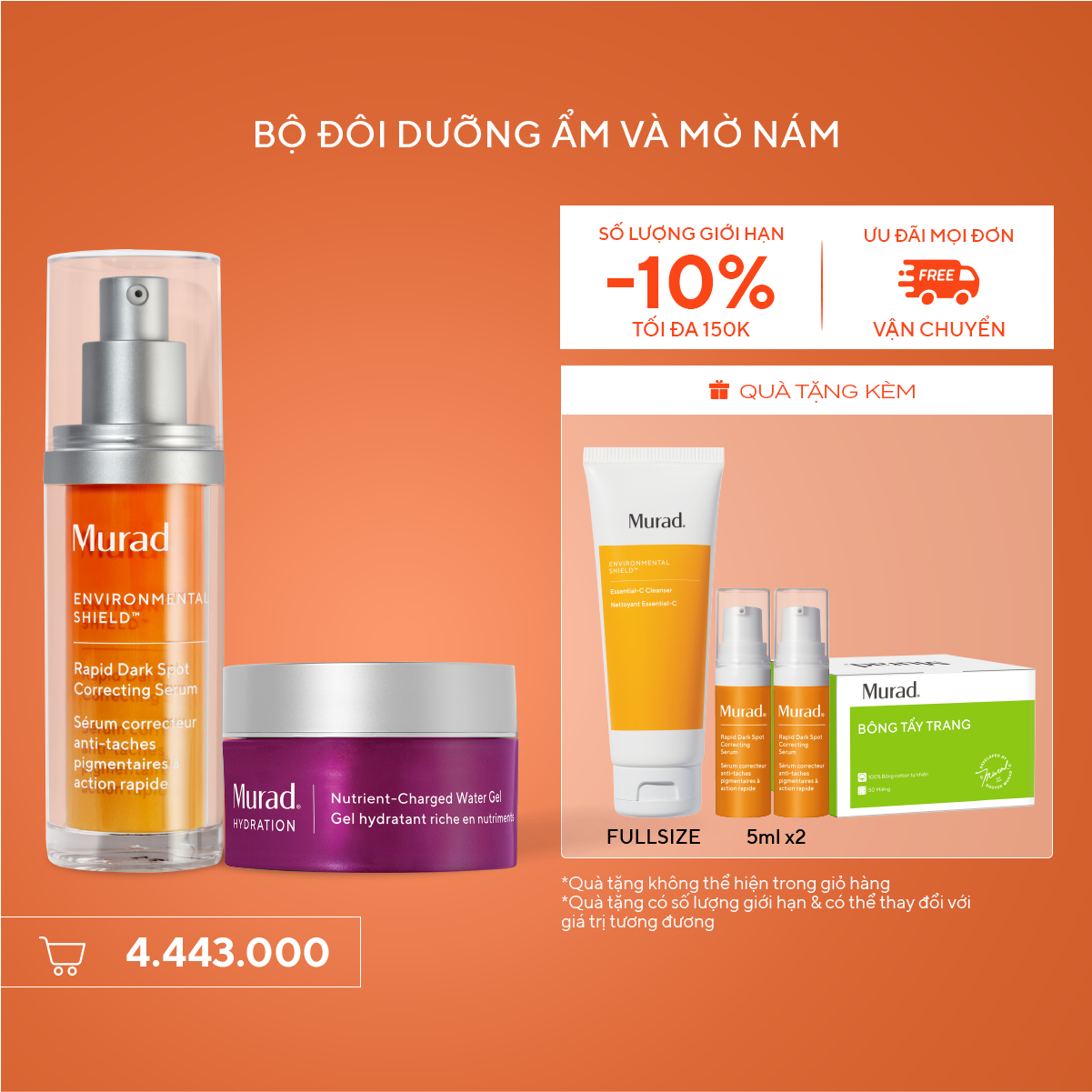 Bộ Đôi Dưỡng Ẩm Và Mờ Nám - Hydration Nutrient Water Gel + Dark Spot Serum