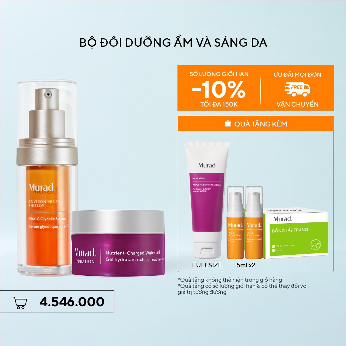 Bộ Đôi Dưỡng Ẩm Và Sáng Da - Hydration Nutrient Water Gel + Vita-C Glycolic