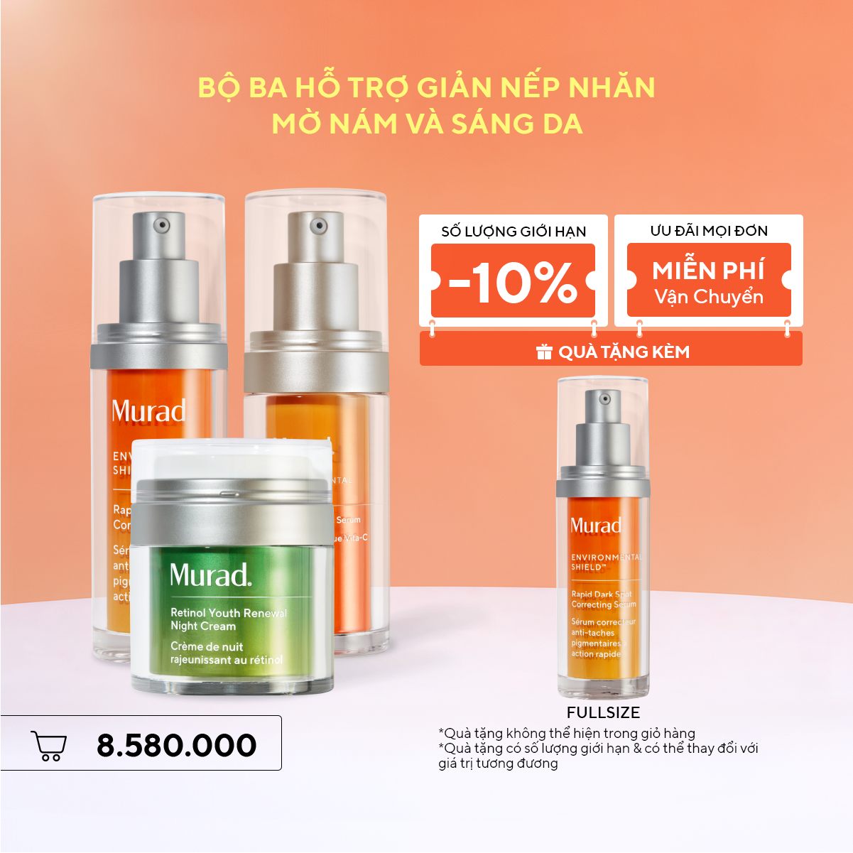 Bộ ba hỗ trợ giảm nếp nhăn, mờ nám và sáng da - Rapid Dark Spot & Vita-C Glycolic & Retinol Night Cream