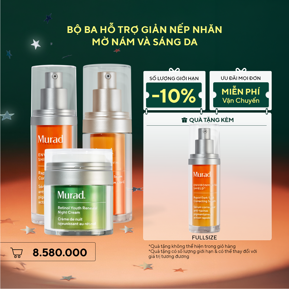 Bộ ba hỗ trợ giảm nếp nhăn, mờ nám và sáng da - Rapid Dark Spot & Vita-C Glycolic & Retinol Night Cream