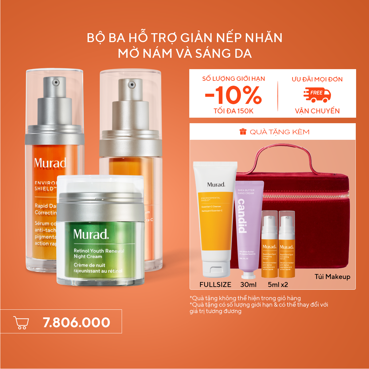 Bộ ba hỗ trợ giảm nếp nhăn, mờ nám và sáng da - Rapid Dark Spot & Vita-C Glycolic & Retinol Night Cream
