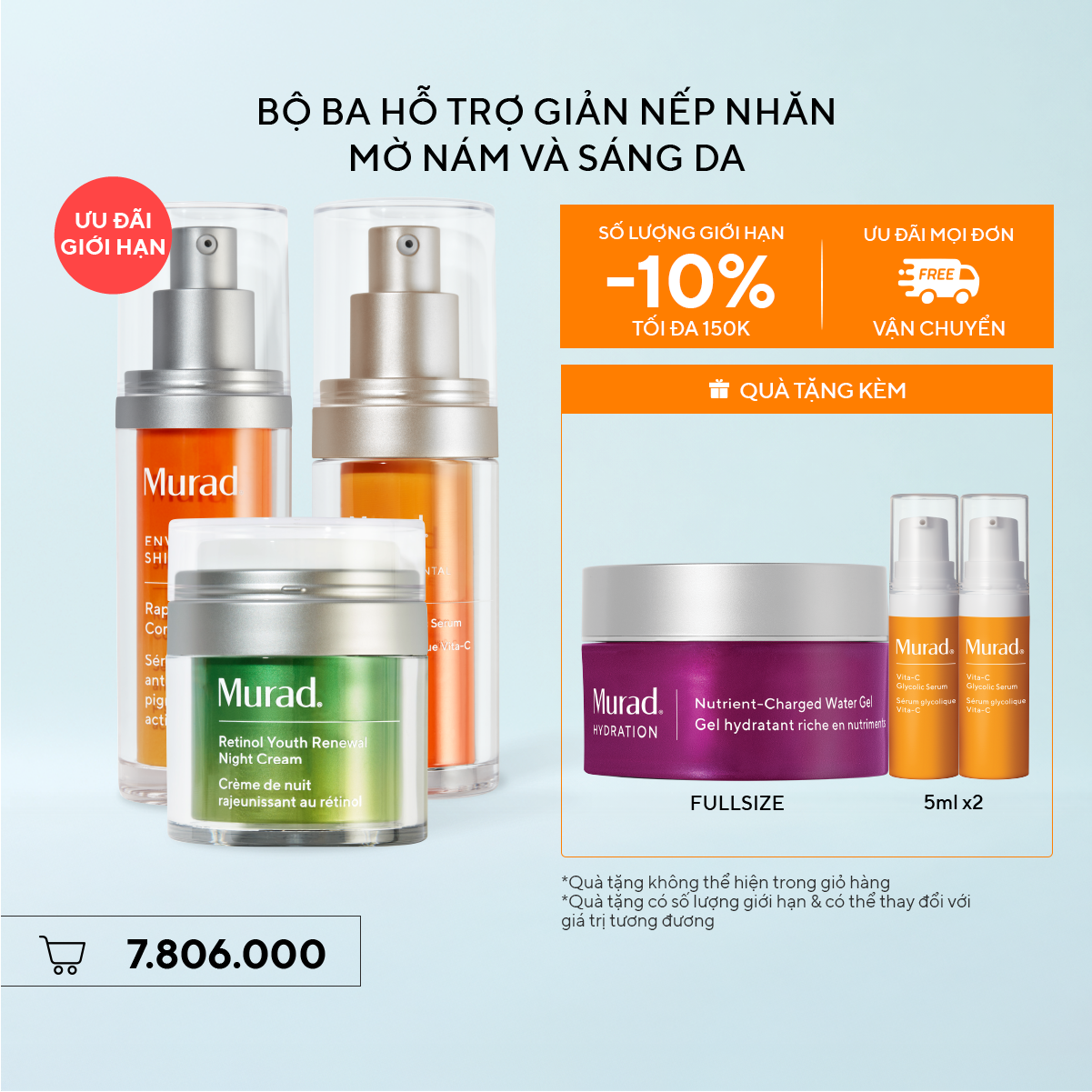 Bộ ba hỗ trợ giảm nếp nhăn, mờ nám và sáng da - Rapid Dark Spot & Vita-C Glycolic & Retinol Night Cream