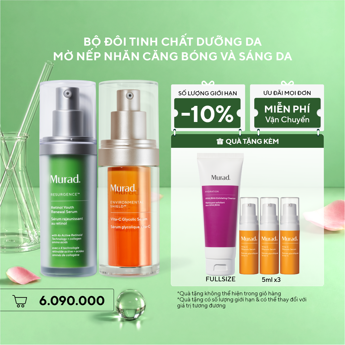 Bộ Đôi Sáng Da Và Mờ Nếp Nhăn - Retinol Serum + Serum Vita-C Glycolic
