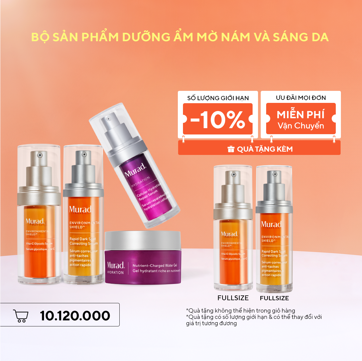 Bộ sản phẩm dưỡng ẩm mờ nám và sáng da