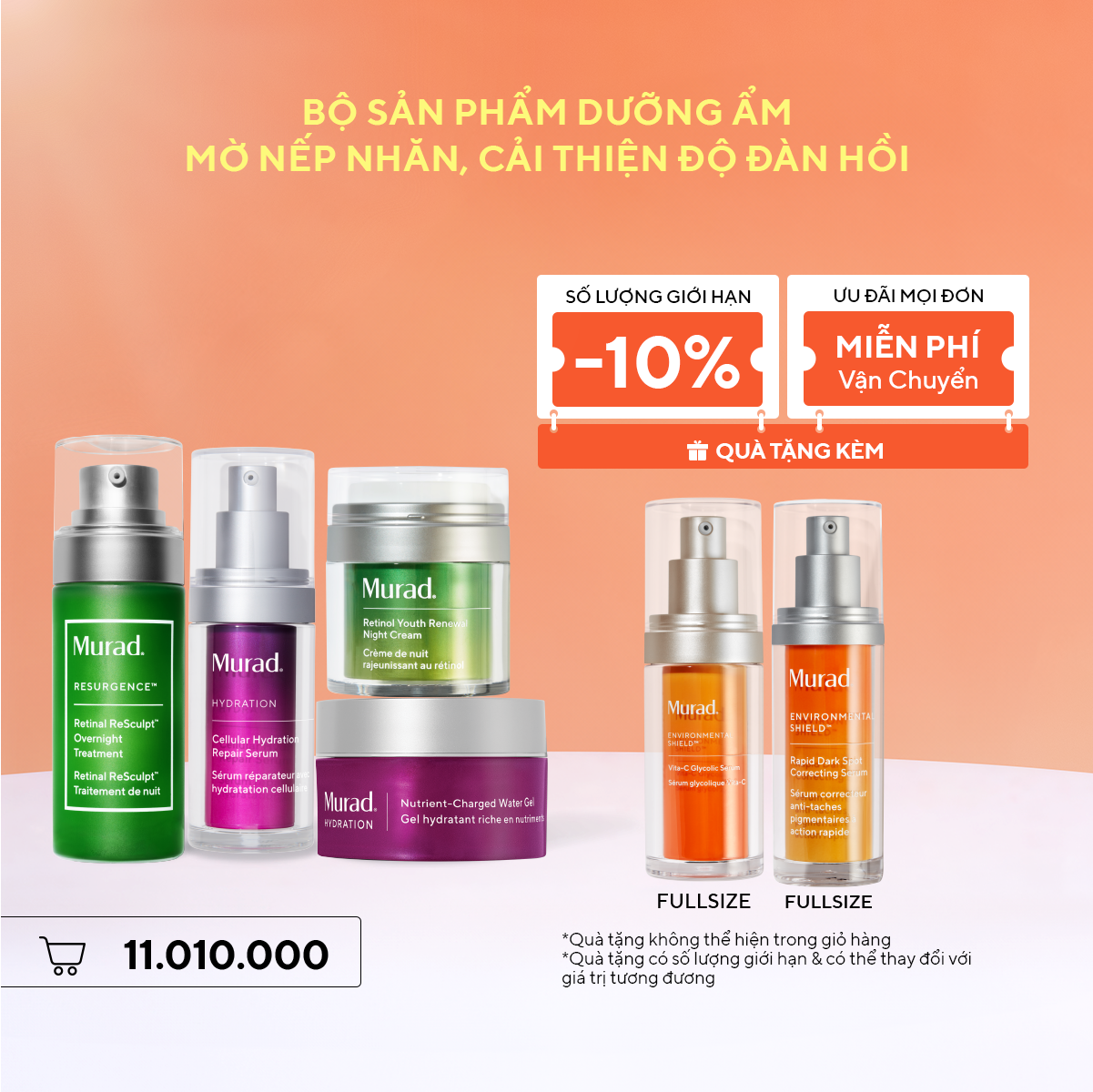 Bộ sản phẩm dưỡng ẩm mờ nếp nhăn, cải thiện độ đàn hồi