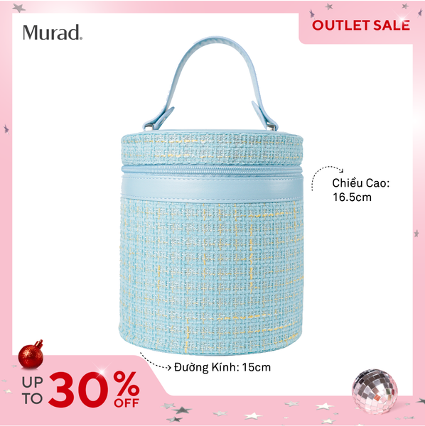 [SALE 40%] Túi Mỹ Phẩm Vải Tweed - Màu Xanh Dương