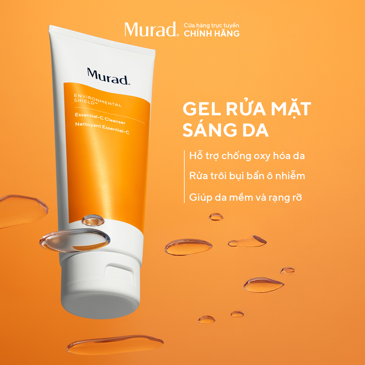 E-SHIELD - Gel rửa mặt sáng da Murad Essential-C Cleanser 148ml