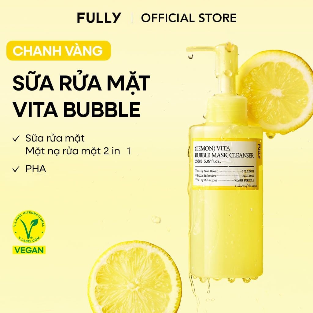  Sữa rửa mặt kiêm mặt nạ rửa mặt chanh vàng Vita Bubble 150ml 
