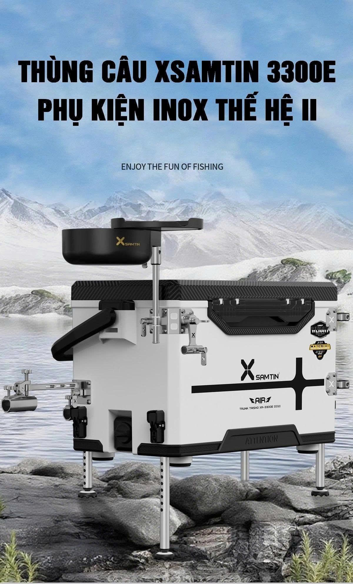  Thùng Câu Xsamtin 3300E Bộ 5 PAT INOX Thế hệ II PRO 2026 - Mặt Carbon 