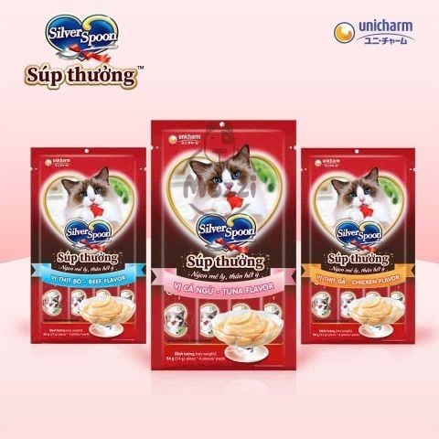  Súp Thưởng Cho Mèo Silver Spoon Hỗ Trợ Tiêu Hoá - Gói 4 Thanh (14gx4) 
