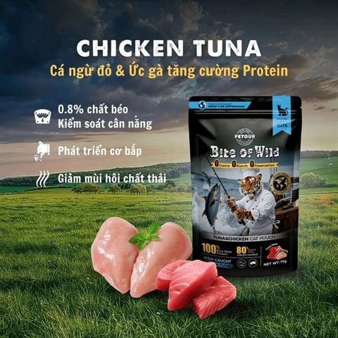  Pate Cao Cấp Bite of Wild Túi 70G Công Thức Giàu Đạm Và Sữa Dê Cho Mèo Từ 2 Tháng Tuổi 